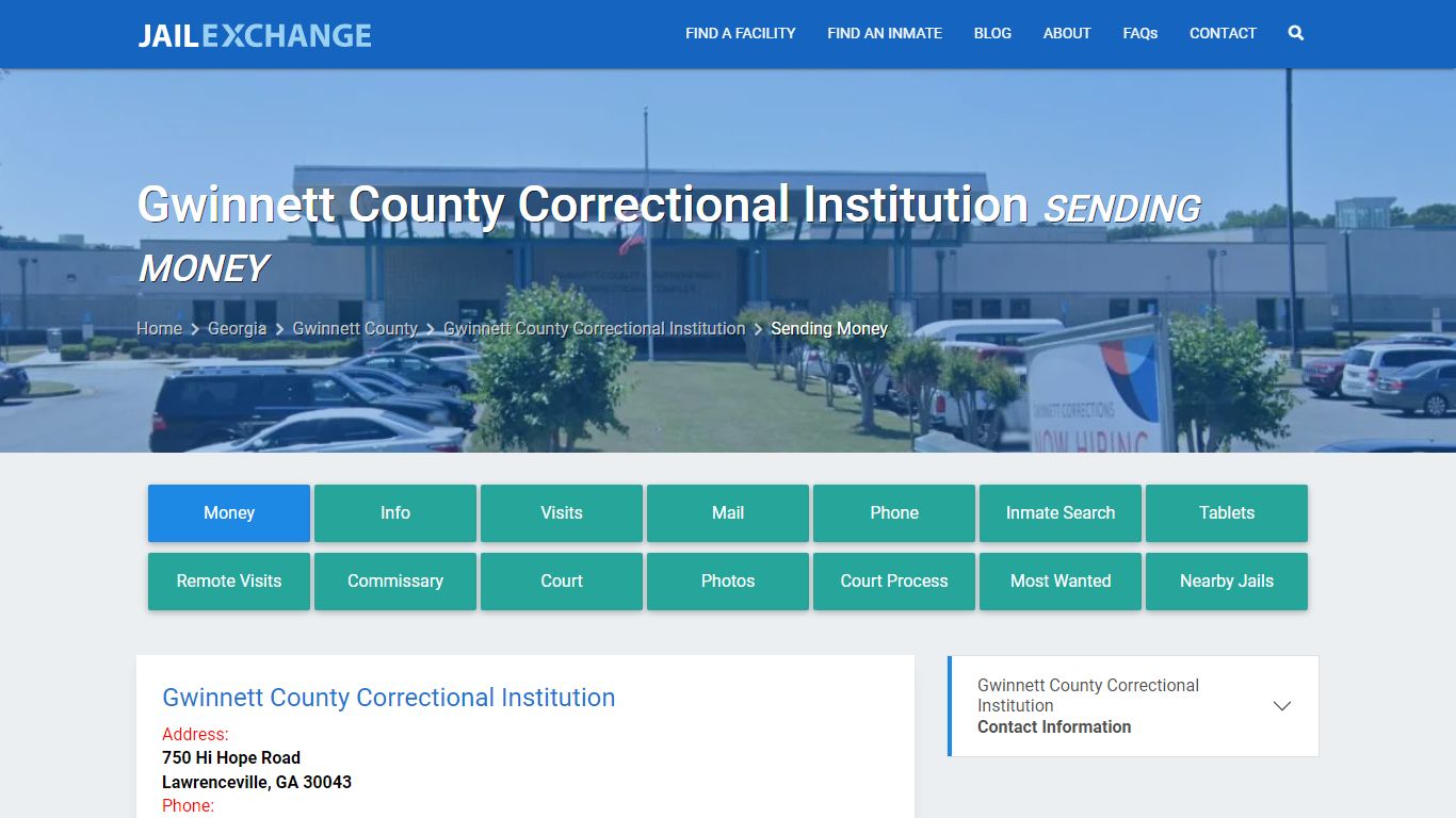 Gwinnett County Correctional Institution Sending Money - Jail Exchange